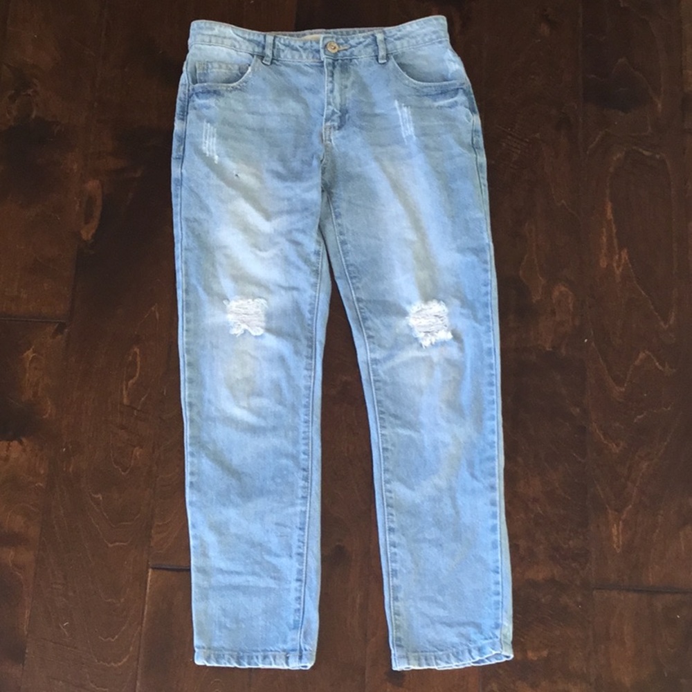 Girls light blue denim mom jeans